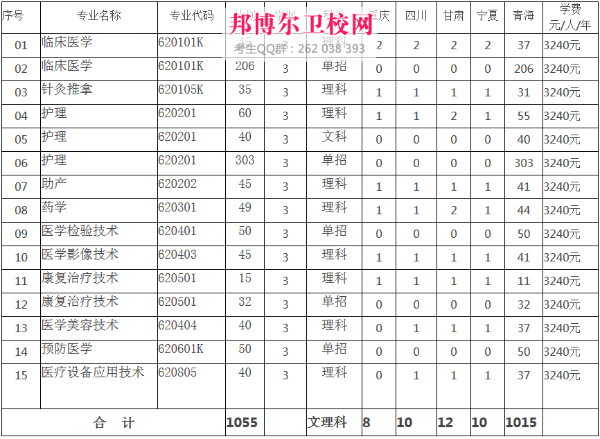 青海衛(wèi)生職業(yè)技術(shù)學(xué)院收費(fèi)標(biāo)準(zhǔn)